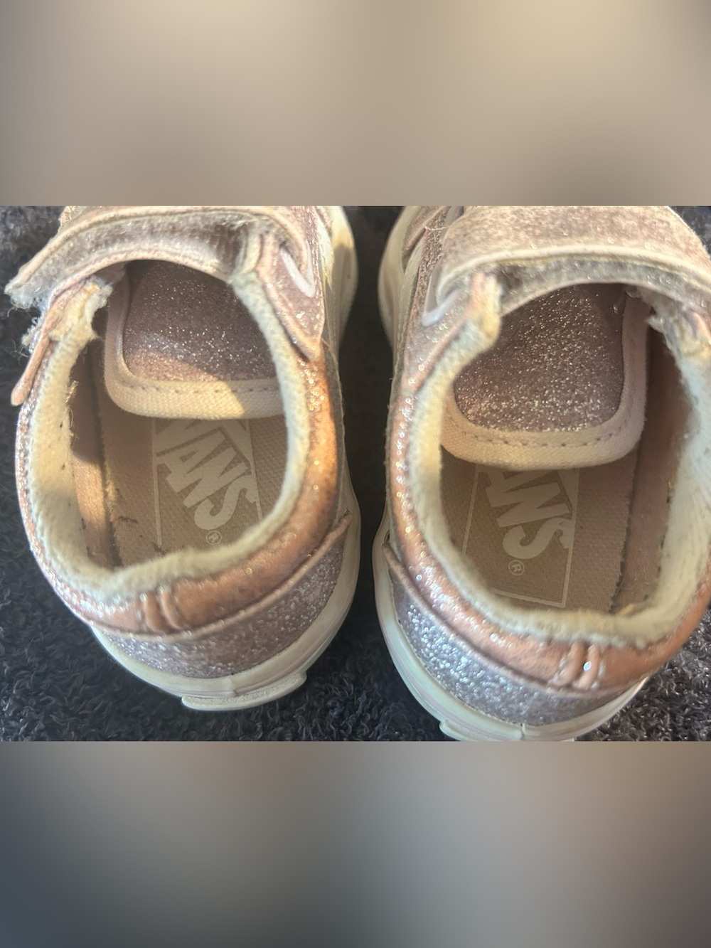Vans Baby Girl Pink Glitter Sneakers Size 3 Adjustable Straps/Retail $43 - Picture 10 of 10